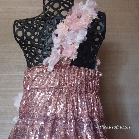 Rose Gold Sequin Kids Dress - Picture 10 of 12